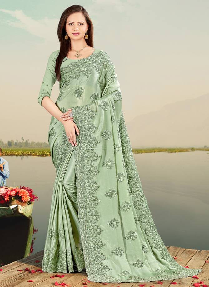 FIRSTCRY Designer Fancy Party Wear Chinon Heavy Resham Embroidery With Stone Work Saree Collection